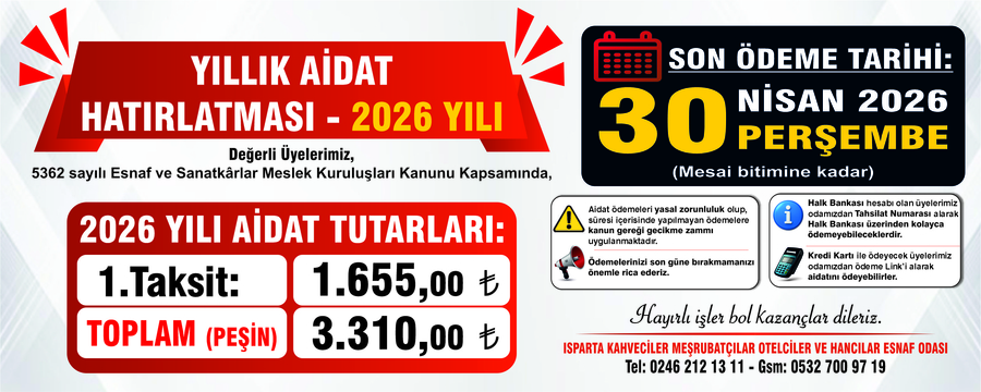 2026 Yılı Aidatı